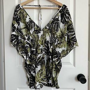 Palm Leaves Print Cover Up